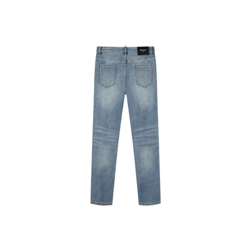 DEGAIA SS24 Jeans Men's Light Denim Blue Letter-1
