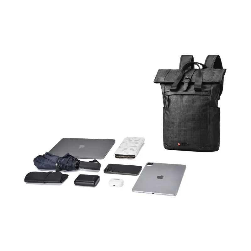 ONRF PVC Laptop Bag Backpack Regular Unisex Cool Black-4