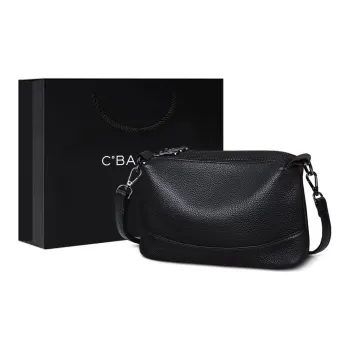 C°BANNER Cow Leather With Synthetic Leather Small Square Bag, Crossbody Bag Regular Women's Black