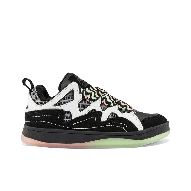 Kappa Fatty Wear Resistant Coverage Slip Resistant Low Top Skateboard Shoes Unisex Black-1