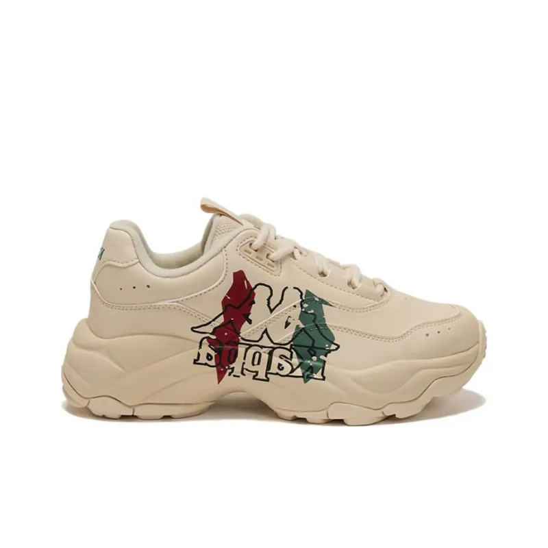 Kappa Cushioned Slip Resistant Low Top Chunky Sneakers Unisex Angora White-1
