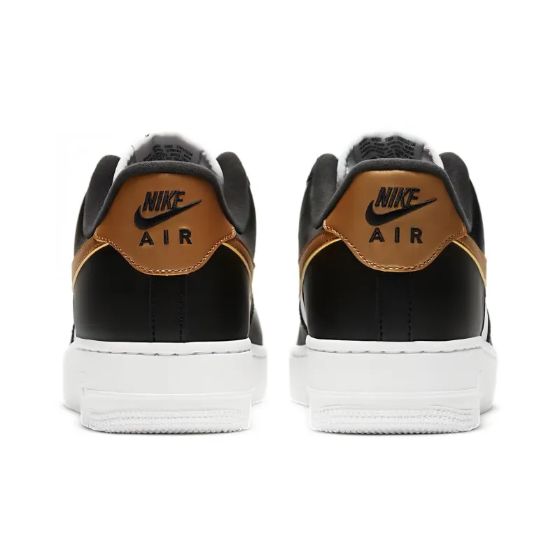 Nike Air Force 1 Low Black White Metallic Gold-4