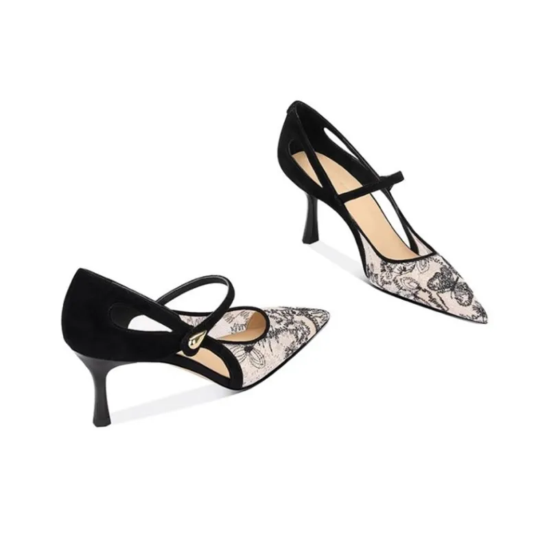 JESSICA SOPHIA One Strap Sandals 7cm Women's Black-1