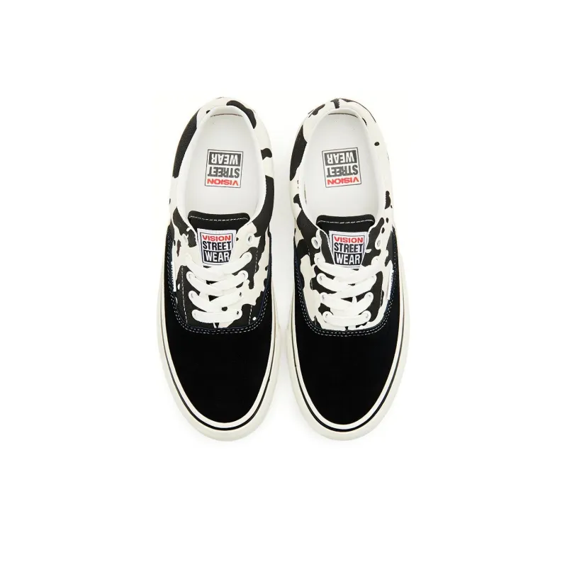 Vision Street Wear Trainers Plus Low Top Skateboard Shoes Unisex Black White Cow Pattern-3