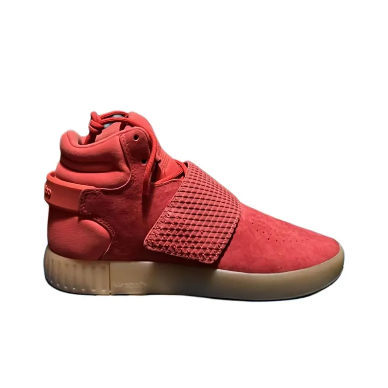Adidas Tubular Invader Strap Lightweight Wear Resistant And Slip Resistant High Top Skateboard Shoes Unisex Red-1