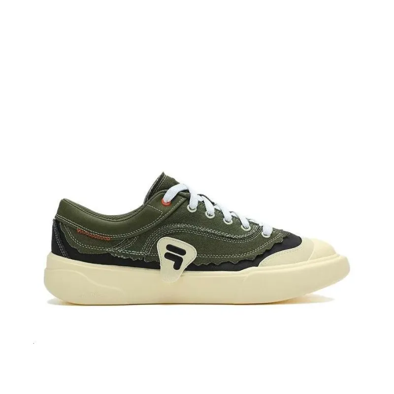 FILA FUSION CURVE Curve Anti Slip And Wear Resistant Lightweight Low Top Canvas Shoes Men's Green-1