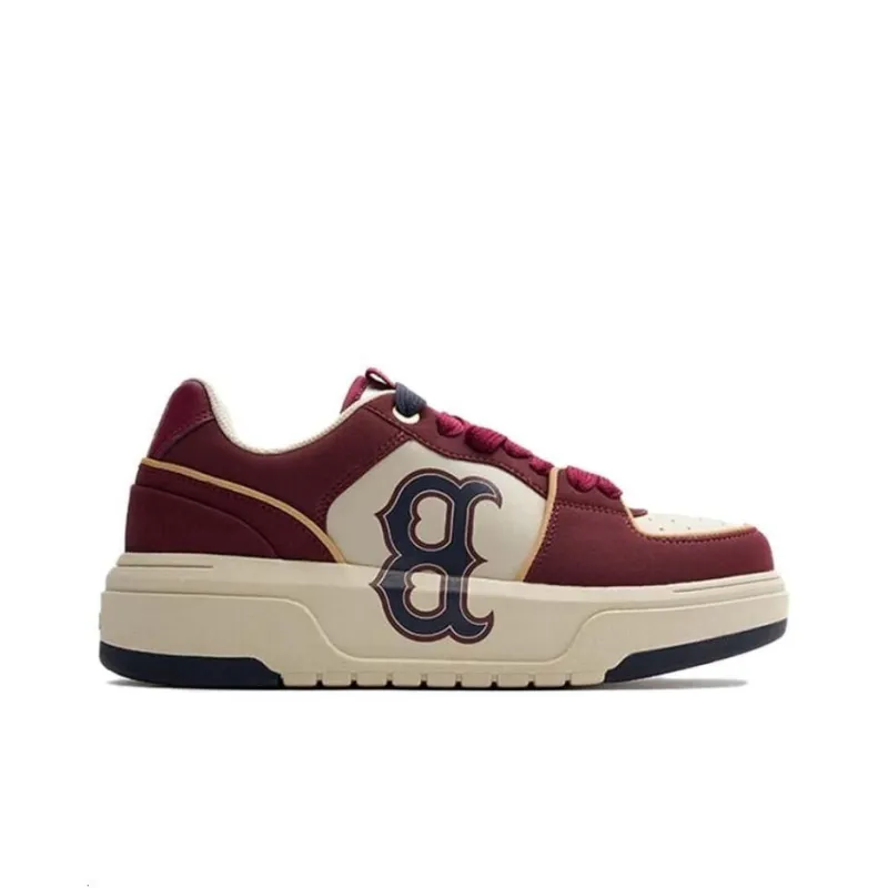 MLB Chunky Liner Anti Slip Wear Resistant Low Top Skateboard Shoes Unisex Burgundy-2