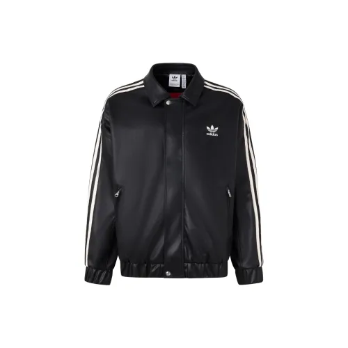 Adidas Originals FEIFEI RUAN CO-BRANDED MODEL Leather Jackets Unisex Black