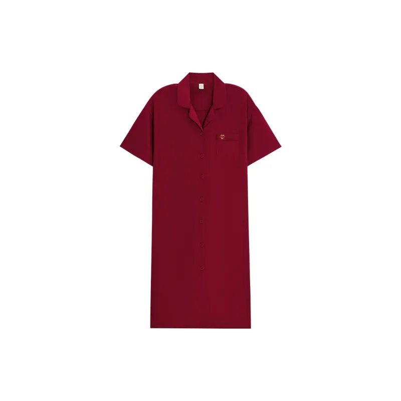 Sha Qian Nightgown Summer Women's Red-0