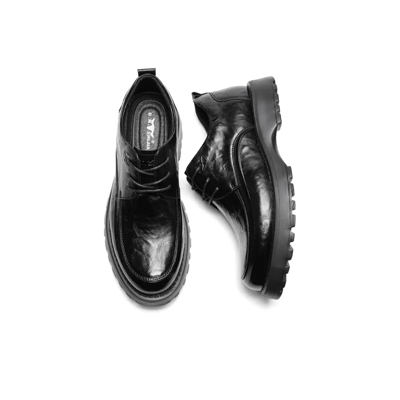 G.N.SHIJIA Men's Casual Shoes Men Low Top Black/Brown-5