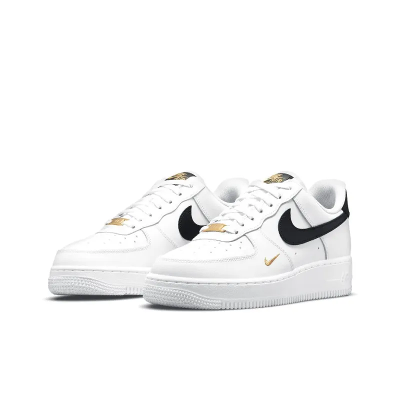 Nike Air Force 1 Low '07 Essential White Black Gold Mini Swoosh Women's-2