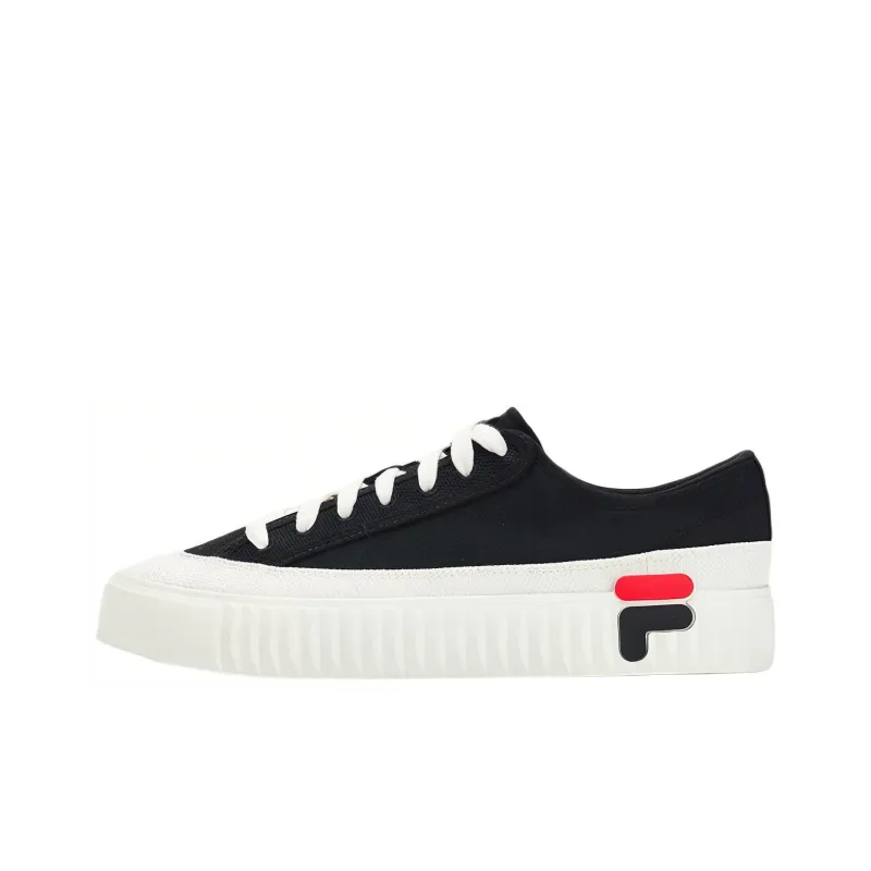 FILA Gear Slip Resistant Cushioning Low Top Skateboard Shoes Men's Black White-0