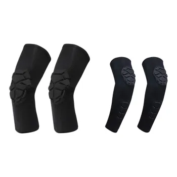 NAILEKESI Sports Basketball Knee And Elbow Protectors Combo 2 Pair Set Black Unisex Professional Protective Equipment