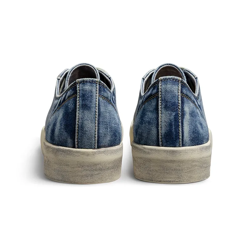 Zuti Vintage Denim Skateboard Shoes Anti Slip Wear Resistant Low Top Canvas Shoes Men's Dark Blue-3