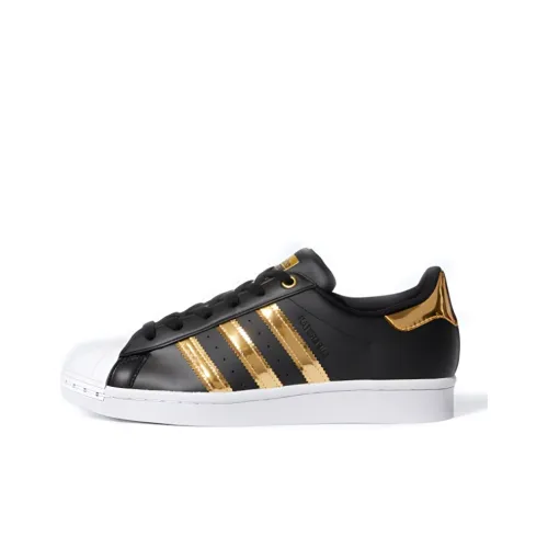 Adidas Originals Superstar Series Skateboard Shoes Women's Low-Top Black/Gold