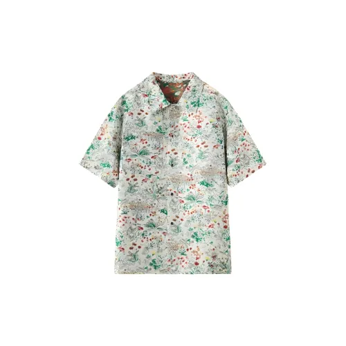 DEGAIA Shirts Men Beige Positioning Flowers