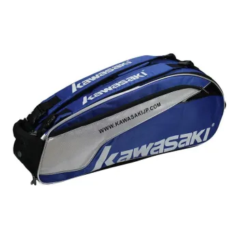 Kawasaki Badminton Racket Bags 6 Pcs Pack Sporty Style Crossbody Bag Blue White Unisex Independent Shoe Compartment