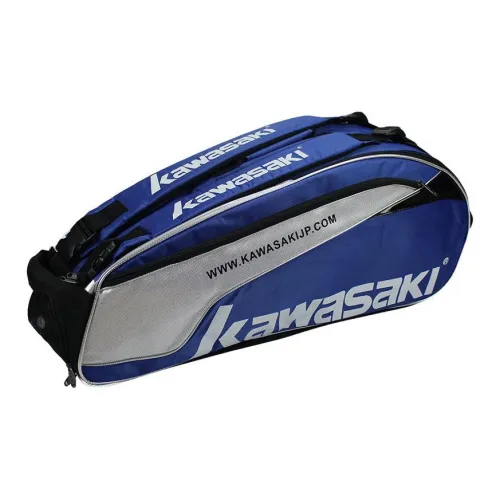Kawasaki Badminton Racket Bags 6 Pcs Pack Sporty Style Crossbody Bag Blue White Unisex Independent Shoe Compartment