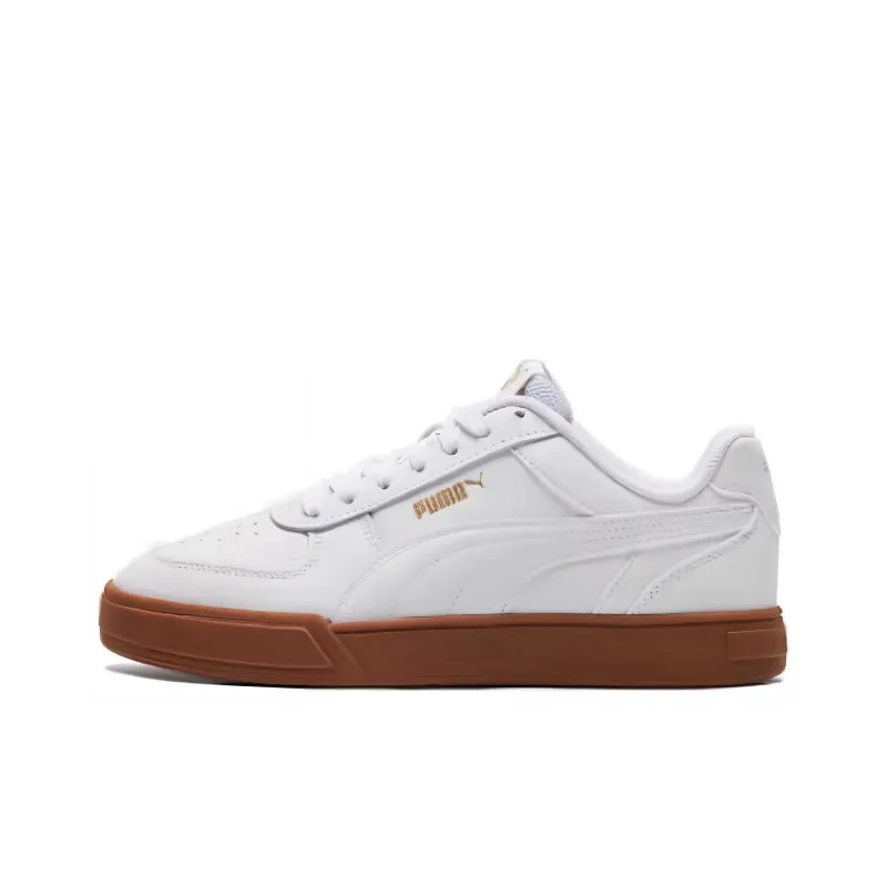 PUMA Caven Wear Resistant Low Top Skateboard Shoes Unisex White Gold-0