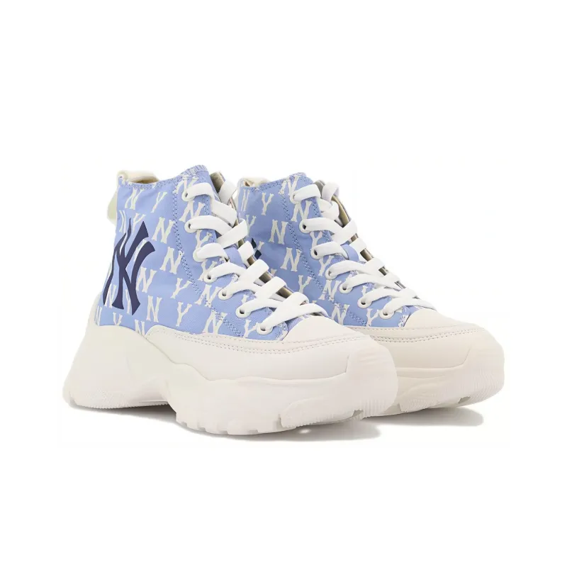 MLB Chunky High Cushioning Anti Slip And Wear Resistant High Top Chunky Sneakers Unisex Blue-2