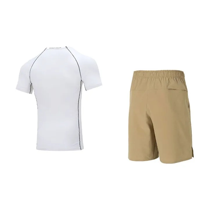 Nike Casual Sportswear Men White T-Shirt+Khaki Shorts-1