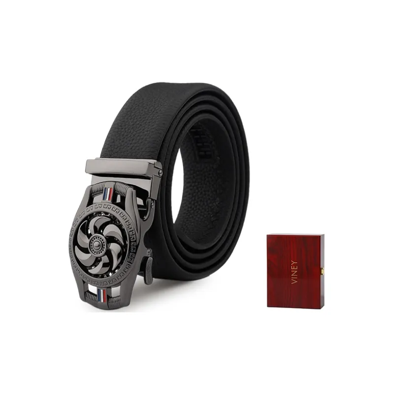 VINEY Cow Leather Belts Men's Width 4CM-3