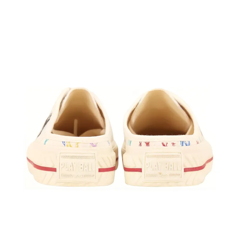 MLB Playball Mule Monogram Wear Resistant Low Top Canvas Shoes Unisex White-4