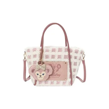 Disney Plush Tote Shoulder Bag Crossbody Bag Handbag Regular Women's Pink & White