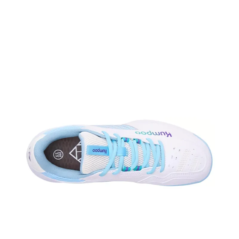 KUMPOO Talon Cushioning Breathable Lightweight Low Top Badminton Shoes Unisex White Blue-2