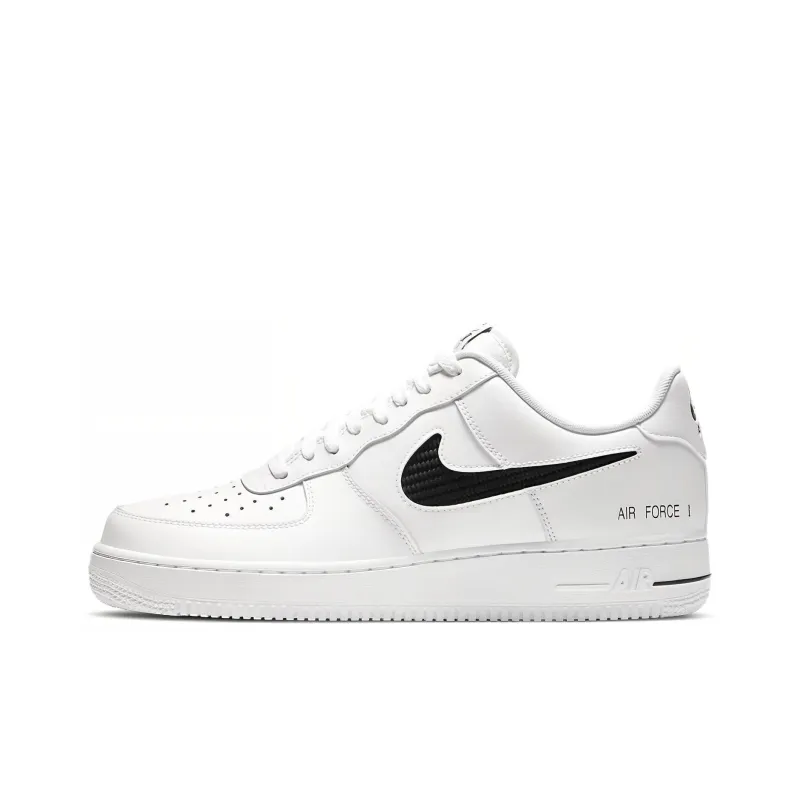 Nike Air Force 1 Low Cut Out Swoosh White Black-0