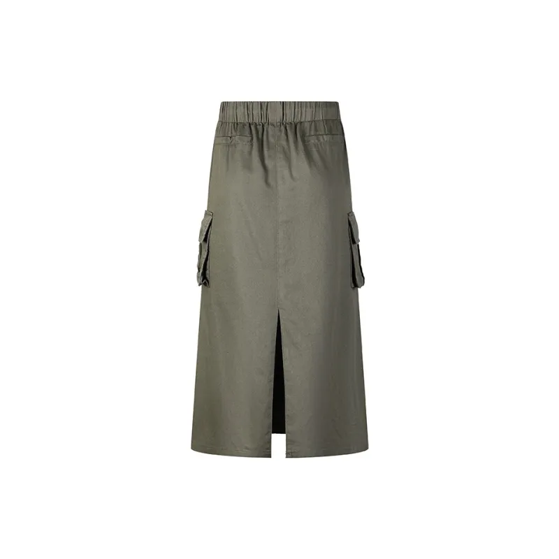 Wen Shan Denim Long Skirt Women's Army Green-1