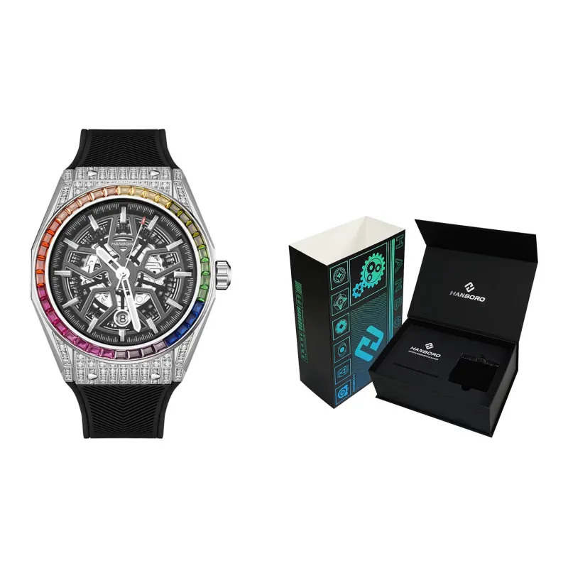 HANBORO Big Explosion Collection Automatic Mechanical Movement Watch Men's Watches Cut-Out Dial HBR9010-CH-1