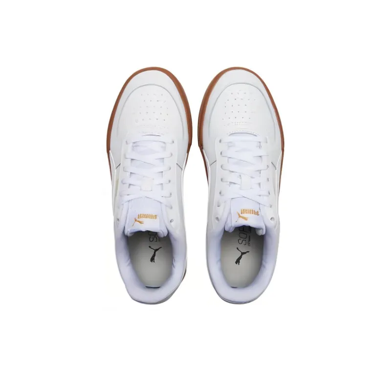 PUMA Caven Wear Resistant Low Top Skateboard Shoes Unisex White Gold-3