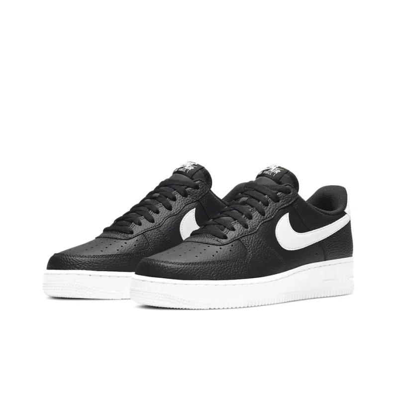Nike Air Force 1 Low '07 Black White Pebbled Leather-2