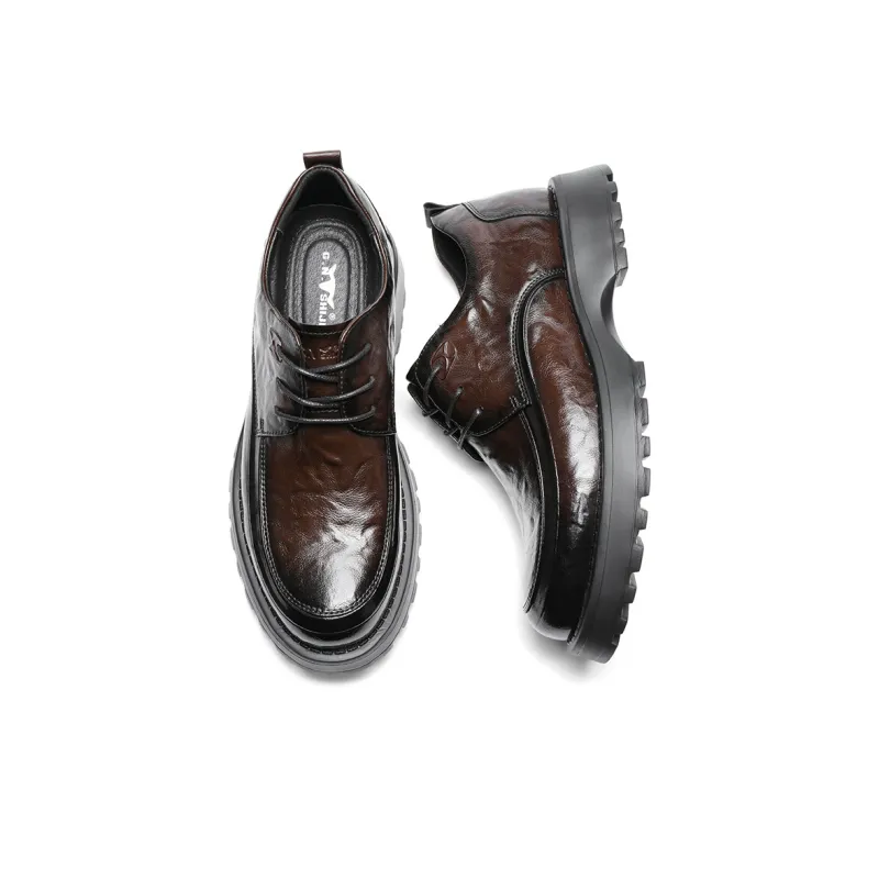 G.N.SHIJIA Men's Casual Shoes Men Low Top Black/Brown-16