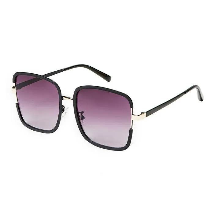Narandu Metal Square Sunglasses Unisex Ecru/Bright Black-2