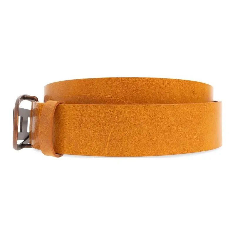 DIESEL Metal Detail Pin Buckle Leather Belts Women's Tawny Width 4CM-1