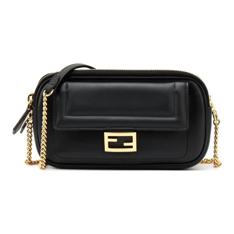 FENDI Leather Crossbody Handbag Shoulder Bag Women's Black-1