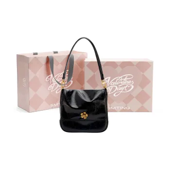 Simedin Cow Leather Crossbody Bag Shoulder Bag Unisex Deep Black/Milk White