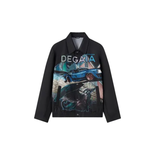 DEGAIA Jackets Men Black Positioning Floral