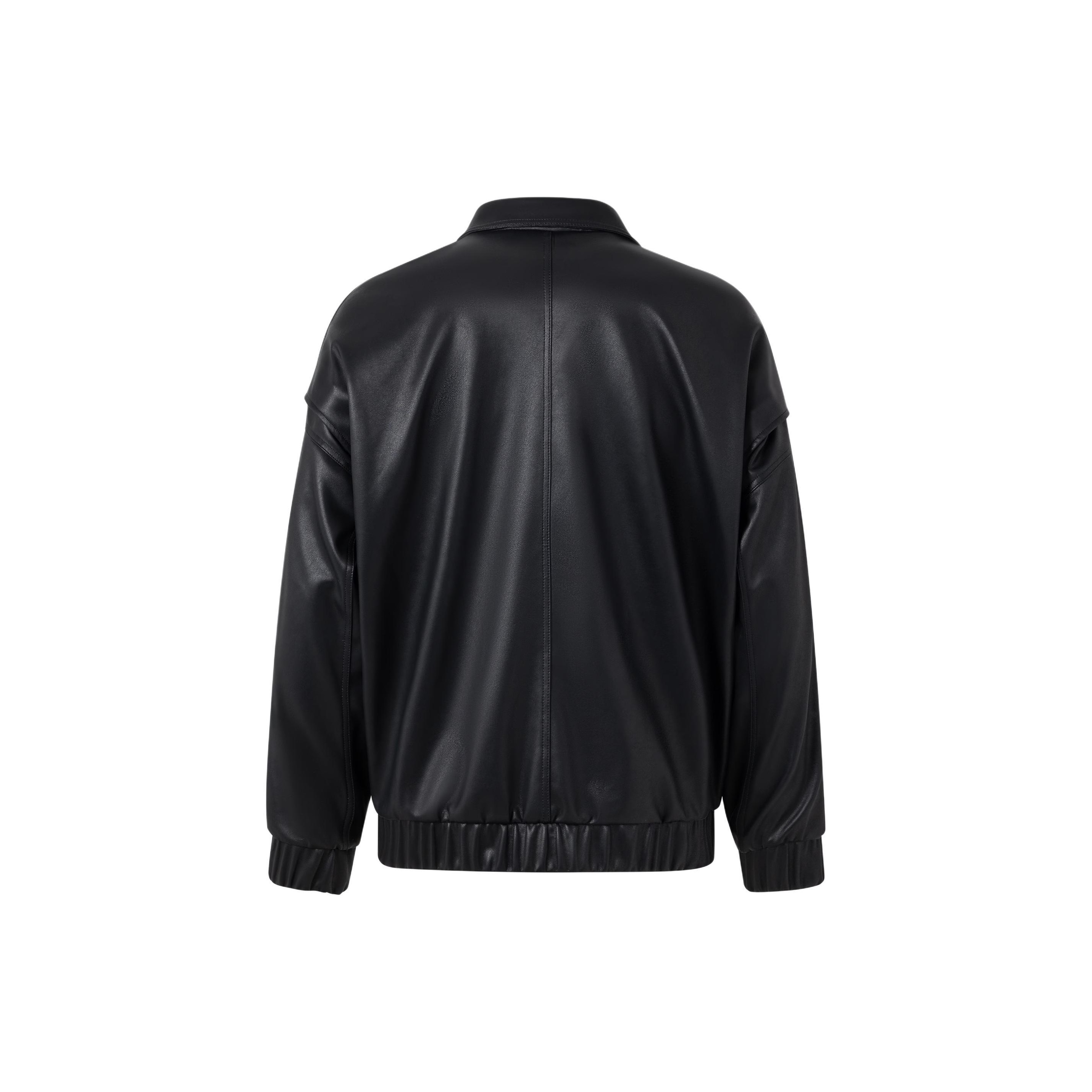 Adidas Originals FEIFEI RUAN CO BRANDED MODEL Leather Jackets Unisex Black POIZON