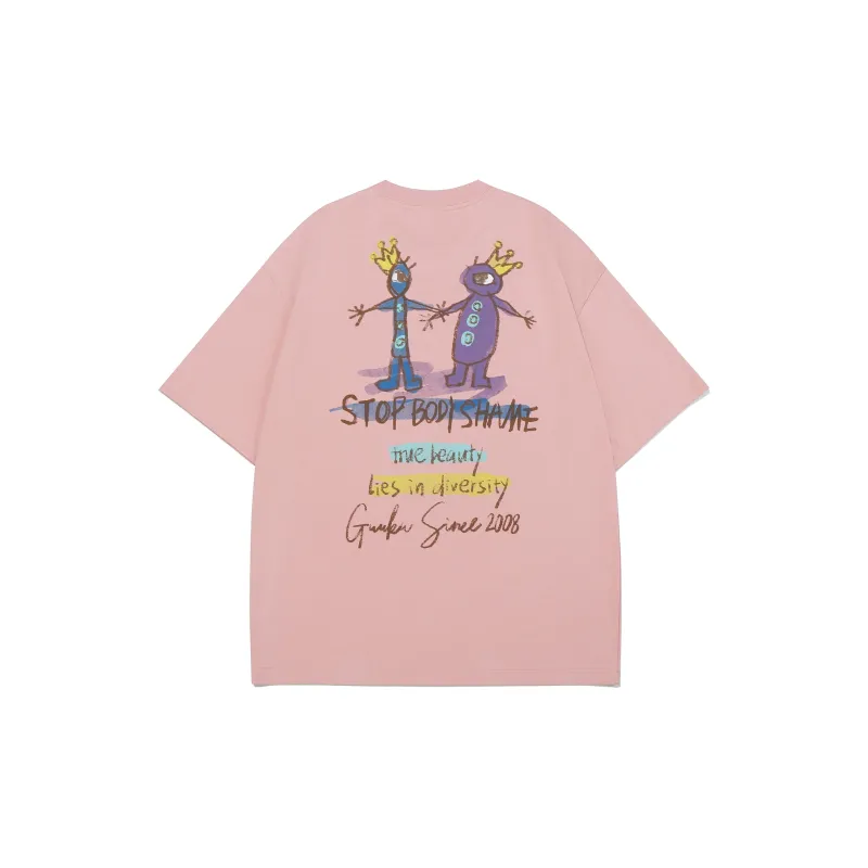 Guuka Short Sleeved T Shirts Unisex Pink-1