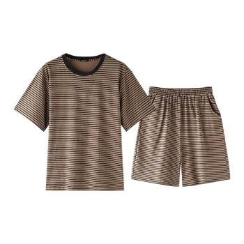 MEITENG Pajama Set Summer Men's Light Brown