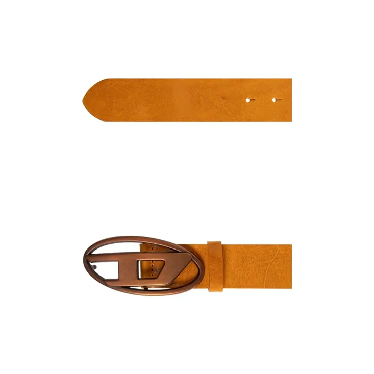 DIESEL Metal Detail Pin Buckle Leather Belts Women's Tawny Width 4CM-2