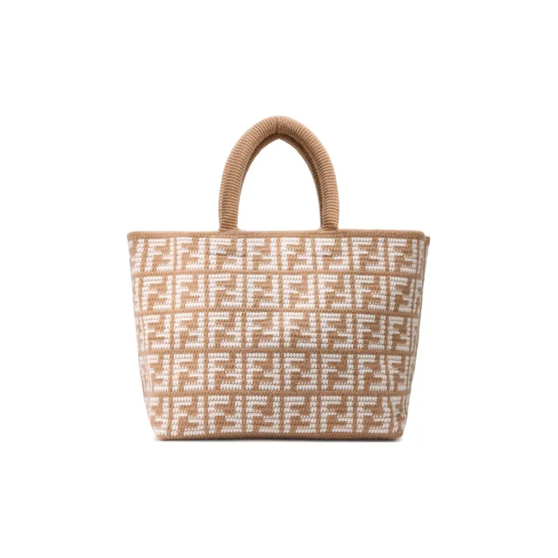 FENDI Cashmere Tote Bag, Shopping Bag, Handbag Tubas Women's Brown-5