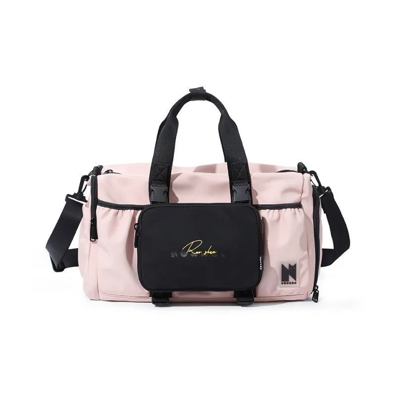 NOXXON Nylon Fabric Luggage Bag Handbag Gym Bag Large Size Unisex Khaki/Nude Pink-5
