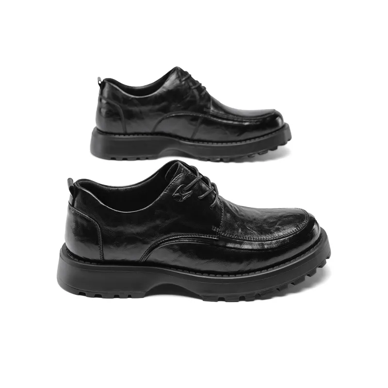 G.N.SHIJIA Men's Casual Shoes Men Low Top Black/Brown-6