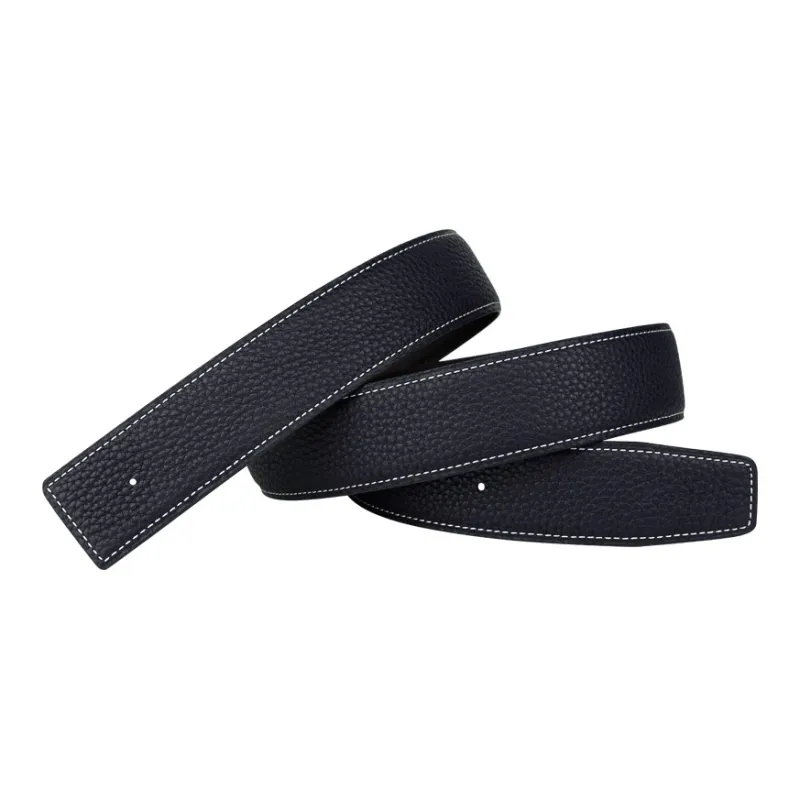 Jaylen Oos Headless H Buckle Smooth Buckle Unique Design Double Sided Top Grain Cow Leather Leather Belts Men's-41