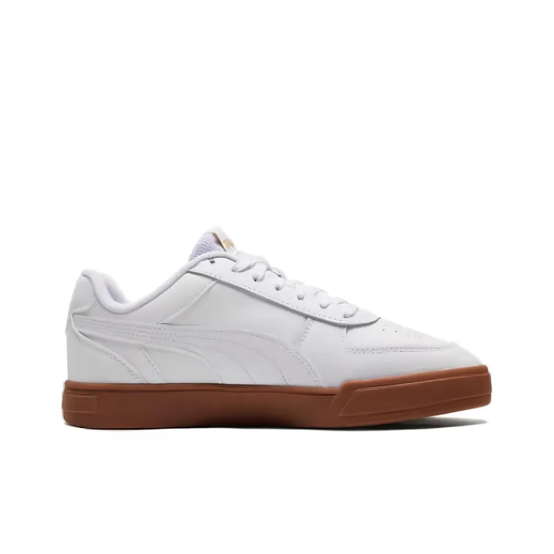 PUMA Caven Wear Resistant Low Top Skateboard Shoes Unisex White Gold-1