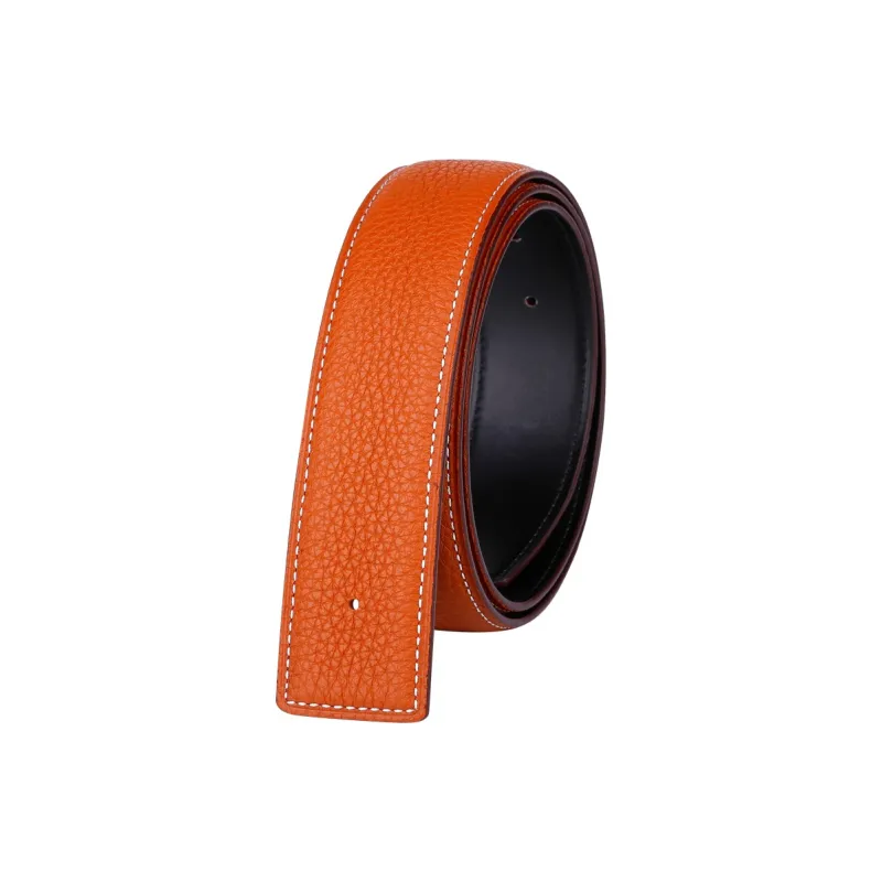 Jaylen Oos Headless H Buckle Smooth Buckle Unique Design Double Sided Top Grain Cow Leather Leather Belts Men's-5